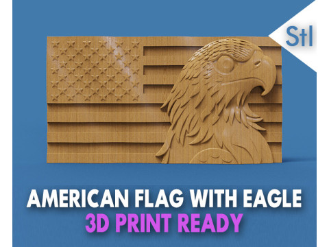 American Flag and Eagle Model Cetak 3D