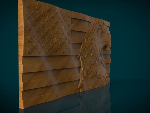 アメリカの国旗と鷲 3Dプリントモデル