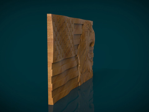 アメリカの国旗と鷲 3Dプリントモデル