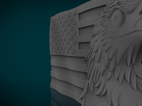 アメリカの国旗と鷲 3Dプリントモデル