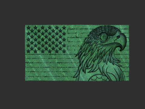 アメリカの国旗と鷲 3Dプリントモデル