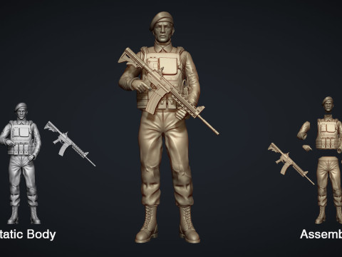Commando Soldier Statue for 3D Printing Ready STL OBJ 3D printmodel