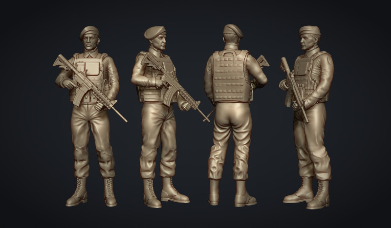 Commando Soldier Statue for 3D Printing Ready STL OBJ 3D printmodel .c4d .max .obj .3ds .fbx .stl .blend