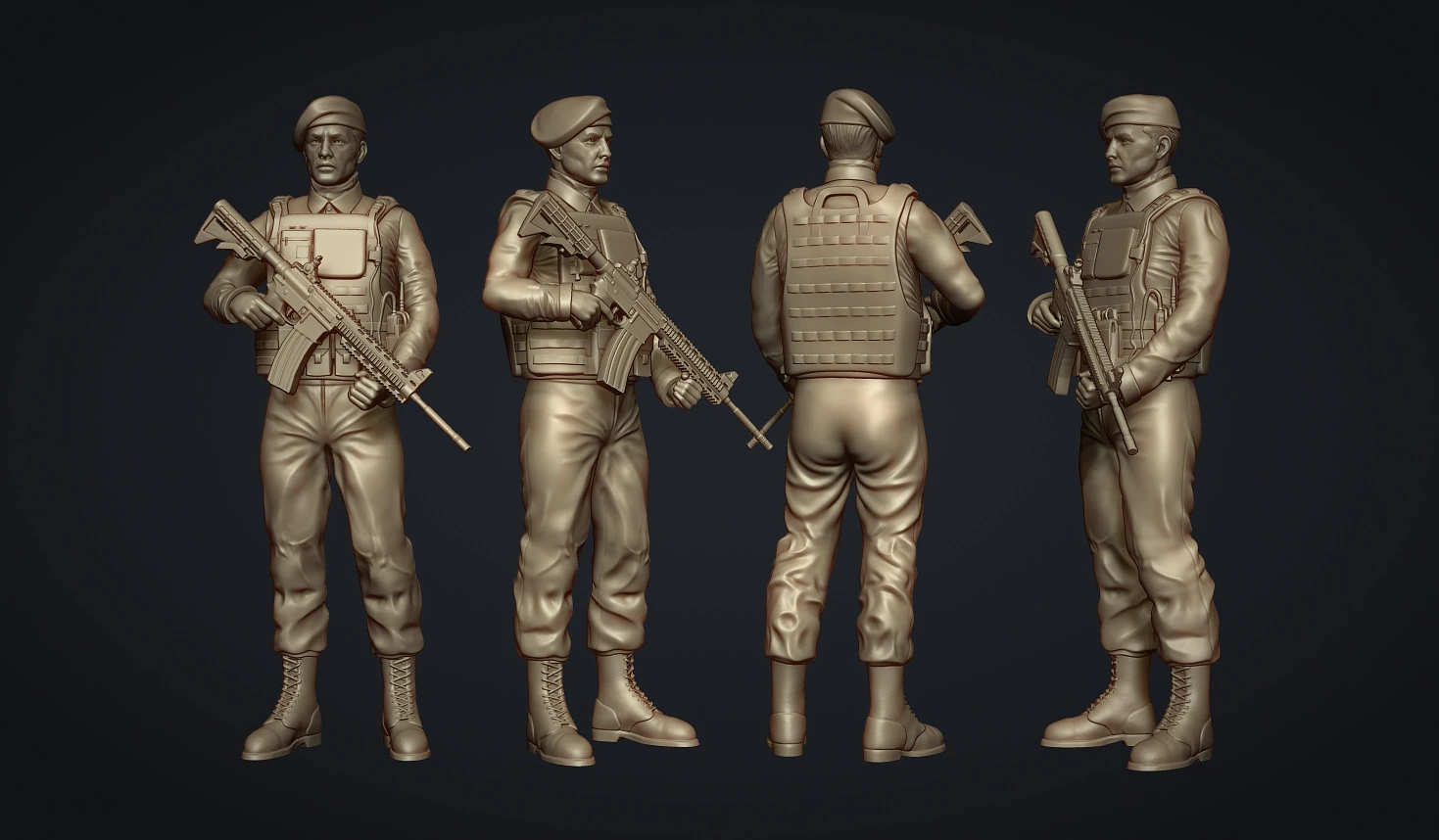 Commando Soldier Statue for 3D Printing Ready STL OBJ 3D Print Model .c4d .max .obj .3ds .fbx .stl .blend
