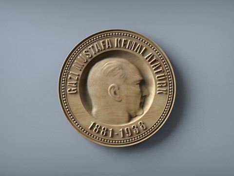 Gazi Mustafa Kemal Ataturk Medalha STL Modelo Turco Líder Alívio para Impressão 3D CNC Modelo de Impressão 3D