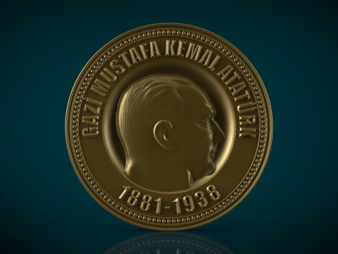 Медаль Гази Мустафы Кемаля Ататюрка Модель STL Рельеф турецкого лидера для 3D-печати с ЧПУ 3D Принт Модель