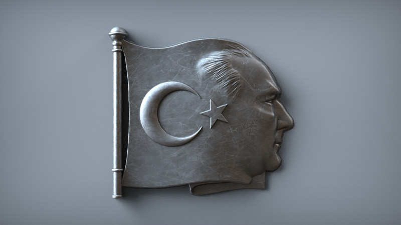Gazi Mustafa Kemal Atatürk rozeti 3D STL Modeli 3D Baskı Modeli .c4d .max .obj .3ds .fbx .stl .blend 