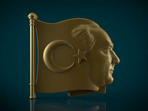 Gazi Mustafa Kemal Atatürk rozeti 3D STL Modeli 3D Baskı Modeli
