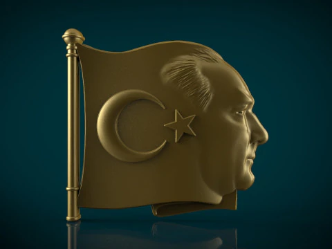 Gazi Mustafa Kemal Atatrk badge 3D STL Model 3D Print Model