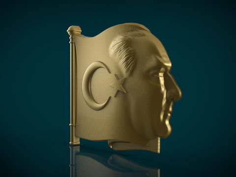 Gazi Mustafa Kemal Atatürk rozeti 3D STL Modeli 3D Baskı Modeli