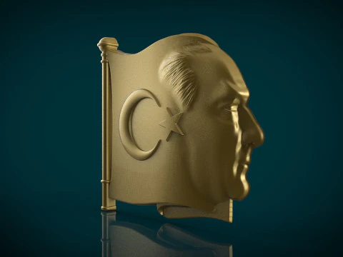 Gazi Mustafa Kemal Atatrk badge 3D STL Model 3D Print Model