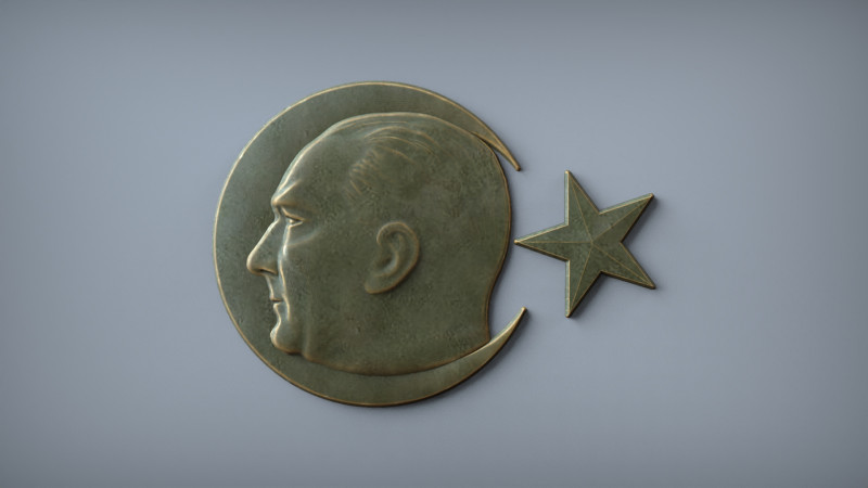 Gazi Mustafa Kemal Atatrk Badge 3D STL 3D Print Model .c4d .max .obj .3ds .fbx .stl .blend