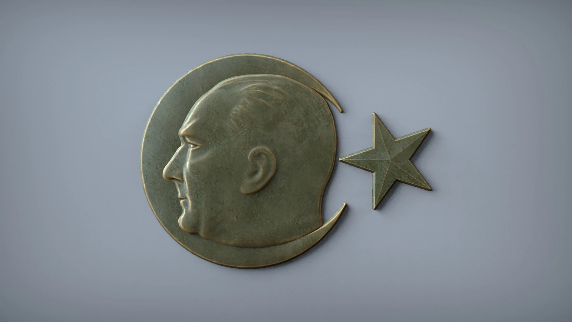 Gazi Mustafa Kemal Atatrk Badge 3D STL 3D Print Model .c4d .max .obj .3ds .fbx .stl .blend 