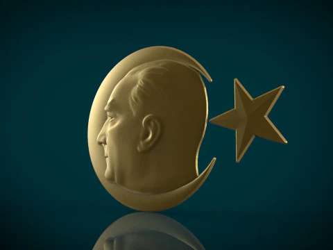 Gazi Mustafa Kemal Atatrk Badge 3D STL 3D Print Model