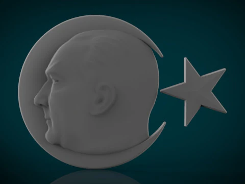 Gazi Mustafa Kemal Atatrk Badge 3D STL 3D Print Model