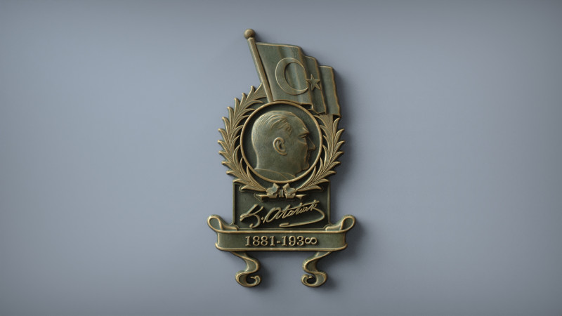 Gazi Mustafa Kemal Atatürk-Abzeichen 3D Druckmodell .c4d .max .obj .3ds .fbx .stl .blend 