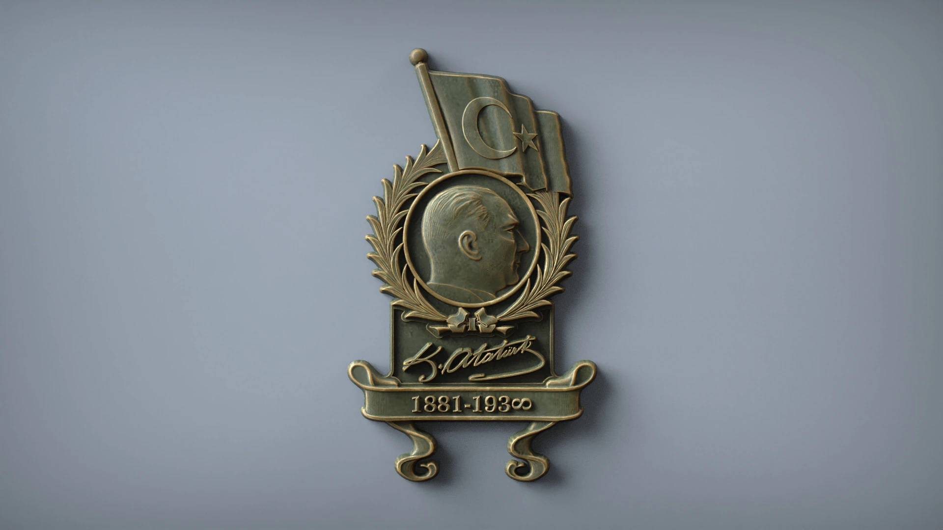 Gazi Mustafa Kemal Ataturk badge 3D Print Model .c4d .max .obj .3ds .fbx .stl .blend 