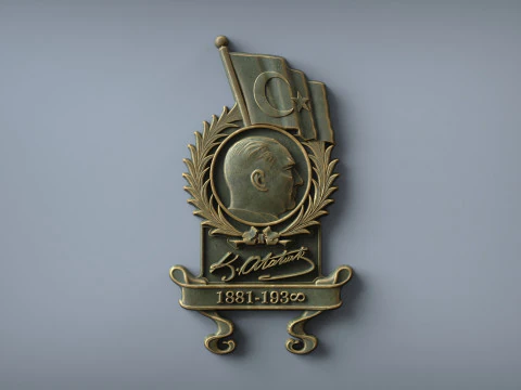 Lencana Gazi Mustafa Kemal Ataturk Model Cetak 3D