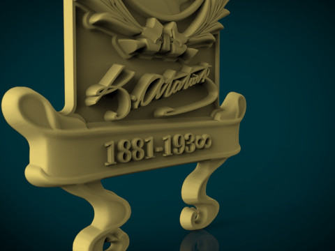 Gazi Mustafa Kemal Atatürk-Abzeichen 3D Druckmodell