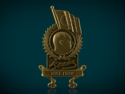 Gazi Mustafa Kemal Atatürk-Abzeichen 3D Druckmodell