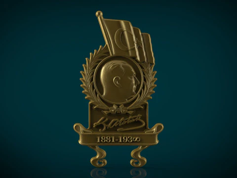 Gazi Mustafa Kemal Ataturk badge 3D Print Model