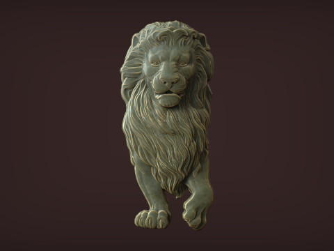 Aslan Kabartma 3D STL Modeli CNC 3D Baskı için Görkemli Aslan Duvar Heykeli 3D Baskı Modeli