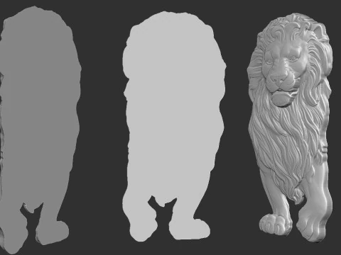 Lion Bas-Relief 3D STL Model Majestic Lion Wall Sculpture for CNC 3D Printing 3D Print Model