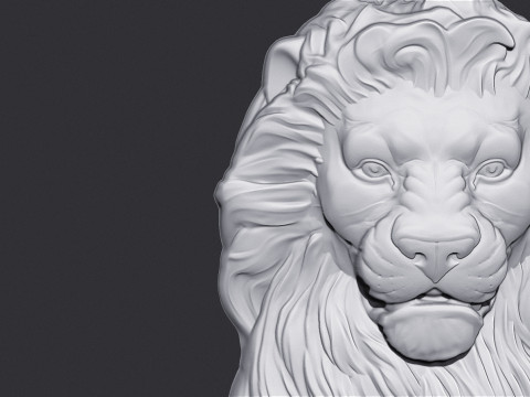 ライオン浅浮き彫り 3D STL モデル雄大なライオンの壁の彫刻 CNC 3D 印刷用 3Dプリントモデル