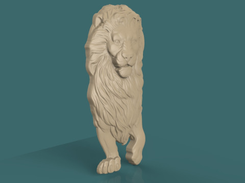 ライオン浅浮き彫り 3D STL モデル雄大なライオンの壁の彫刻 CNC 3D 印刷用 3Dプリントモデル