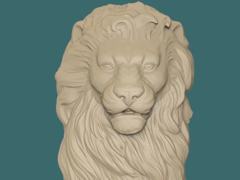 Lion Bas-Relief 3D STL Model Majestic Lion Wall Sculpture for CNC 3D Printing 3D Print Model