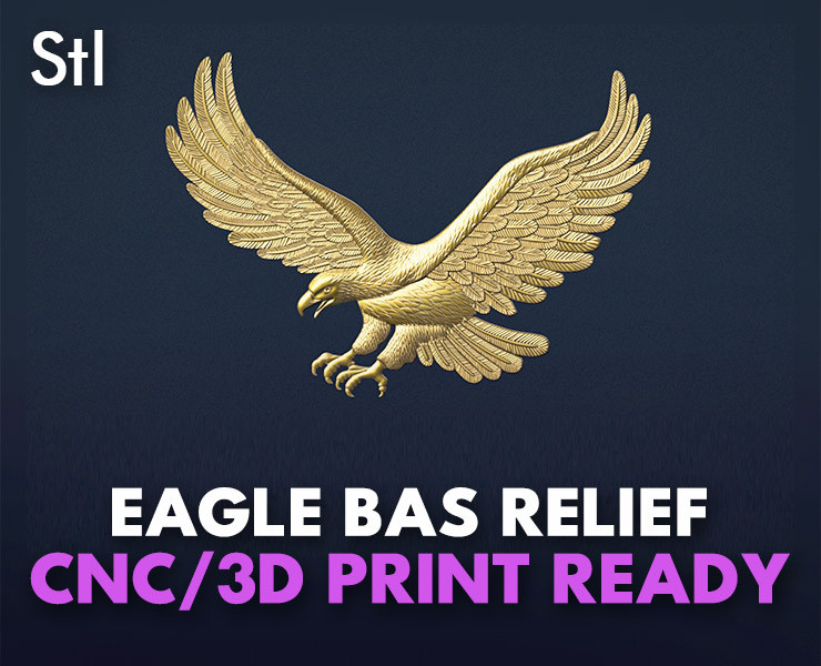 Рельеф орла STL Модель Величественный барельеф орла для 3D-печати с ЧПУ 3D Принт Модель .c4d .max .obj .3ds .fbx .stl .blend