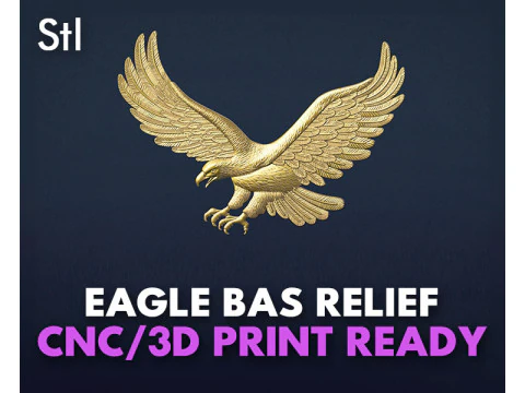 Eagle Relief STL Modelo Majestic Eagle Bajorrelieve para impresi&oacute;n 3D CNC Modelo de impresión 3D