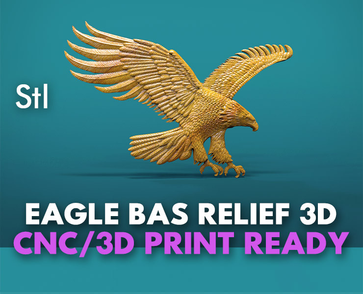 सीएनसी राउटर 3डी प्रिंटिंग के लिए ईगल रिलीफ एसटीएल मॉडल मैजेस्टिक ईगल वॉल-रिलीफ 3D प्रिंट मॉडल .c4d .max .obj .3ds .fbx .stl .blend 