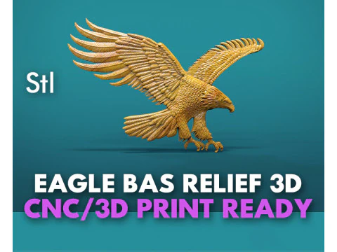 Modelo Eagle Relief STL Majestic Eagle Wall-Relief para impress&atilde;o 3D de roteador CNC Modelo de Impressão 3D
