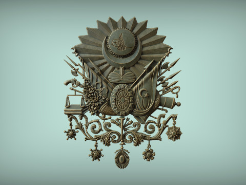 Stemma dell'Impero Ottomano Modello 3D STL Rilievo storico dell'emblema ottomano per CNC 3D Prin Modello di stampa 3D
