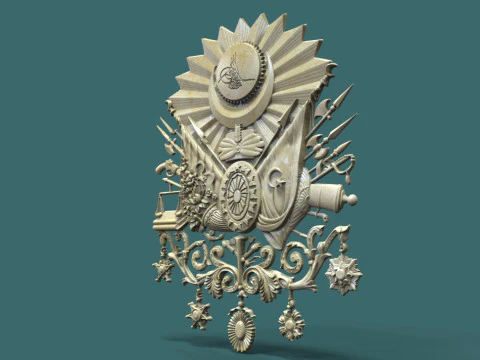 Coat of Arms of the Ottoman Empire 3D STL Model Historical Ottoman Emblem Relief for CNC 3D Prin 3D Print Model