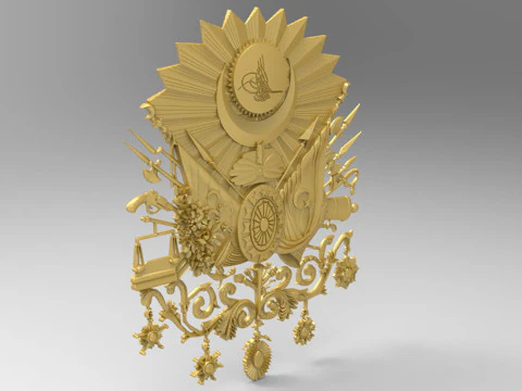 Coat of Arms of the Ottoman Empire 3D STL Model Historical Ottoman Emblem Relief for CNC 3D Prin 3D Print Model