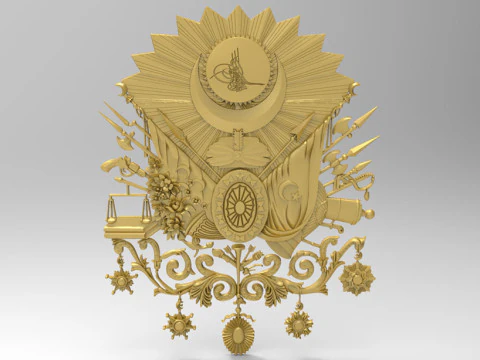 Coat of Arms of the Ottoman Empire 3D STL Model Historical Ottoman Emblem Relief for CNC 3D Prin 3D Print Model