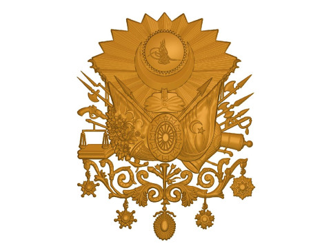 Osmanlı İmparatorluğu Arması 3D STL Modeli Tarihi Osmanlı Amblemi Rölyef CNC 3D Baskı 3D Baskı Modeli