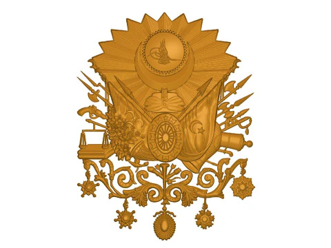 Coat of Arms of the Ottoman Empire 3D STL Model Historical Ottoman Emblem Relief for CNC 3D Prin 3D Print Model
