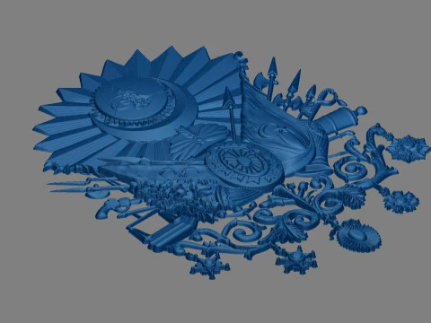 Coat of Arms of the Ottoman Empire 3D STL Model Historical Ottoman Emblem Relief for CNC 3D Prin 3D Print Model