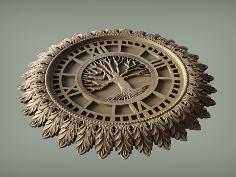 CNC 3D 인쇄용 벽시계 조각 STL 모델 장식 구호 디자인 3D 프린트 모델