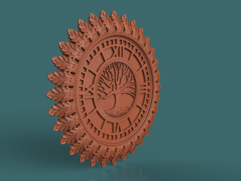 CNC 3D 인쇄용 벽시계 조각 STL 모델 장식 구호 디자인 3D 프린트 모델