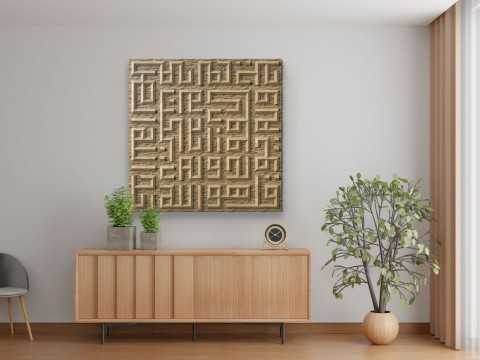 Surah Al-Ikhlas Kufi 书法 3D STL 模型伊斯兰壁画浮雕，适用于 CNC 3D 打印 3D 打印模型