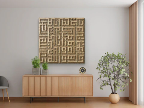 Surah Al-Ikhlas Kufi Calligraphy 3D STL Model Islamic Wall Art Relief for CNC 3D Printing 3D Print Model