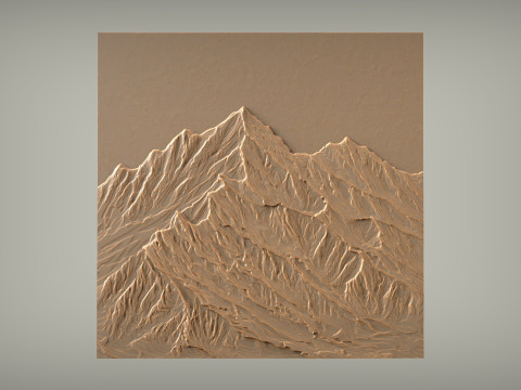 Snow Mountain Landscape Wall Art for CNC 3D Printing 3D Print Model