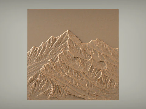 Sneeuwberglandschapskunst aan de muur voor CNC 3D-printen 3D printmodel