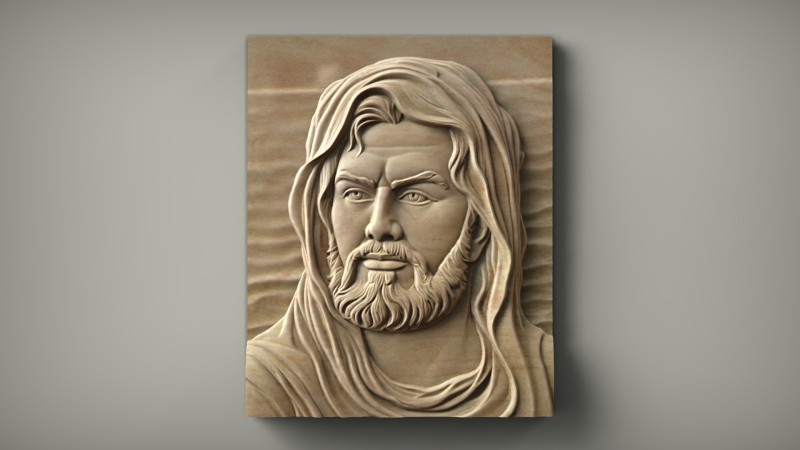 アリ・ビン・エビ・タリブの浅浮き彫りの肖像画 3Dプリントモデル .c4d .max .obj .3ds .fbx .stl .blend 