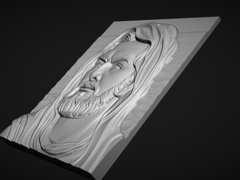 アリ・ビン・エビ・タリブの浅浮き彫りの肖像画 3Dプリントモデル
