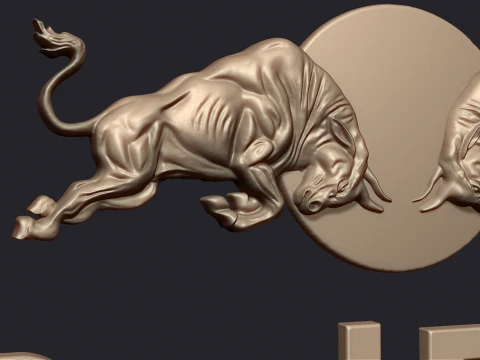 Bull Logo 3D Bas-Relief 3D Print Model